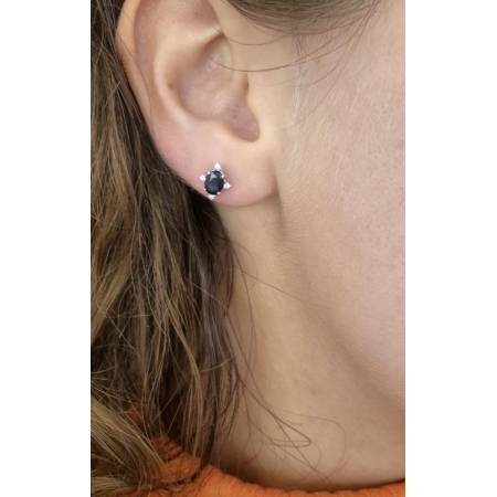 ORECCHINI PG GIOIELLI ZAFFIRI Forma Ovale Con DIAMANTI Oro Bianco 18 Karati 750%