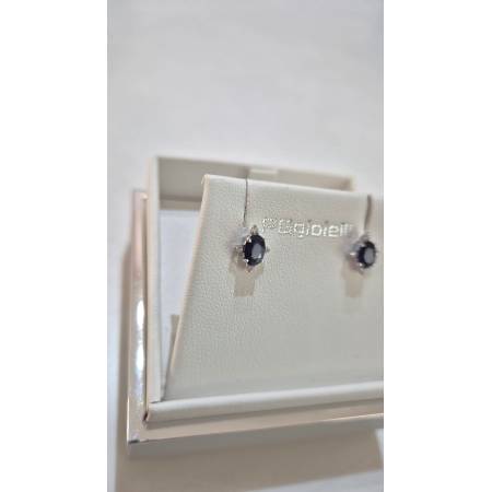 ORECCHINI PG GIOIELLI ZAFFIRI Forma Ovale Con DIAMANTI Oro Bianco 18 Karati 750%