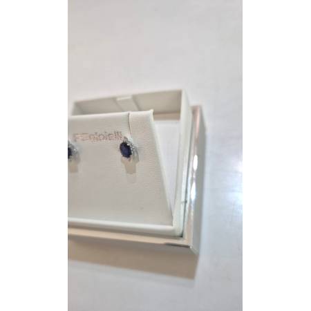 ORECCHINI PG GIOIELLI ZAFFIRI Forma Ovale Con DIAMANTI Oro Bianco 18 Karati 750%
