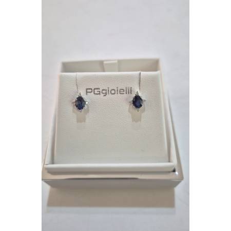 ORECCHINI PG GIOIELLI ZAFFIRI Forma Ovale Con DIAMANTI Oro Bianco 18 Karati 750%