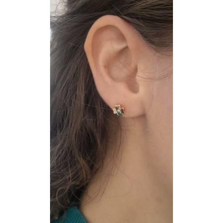 ORECCHINI PG GIOIELLI Quadrifoglio ORO ROSA 18 Karati 750% Con Diamanti Bianchi