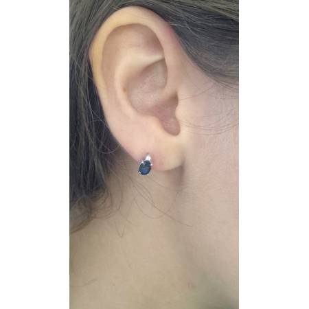 ORECCHINI PG GIOIELLI ZAFFIRI Forma Ovale Con DIAMANTI Oro Bianco 18 Karati 750%