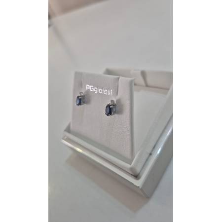 ORECCHINI PG GIOIELLI ZAFFIRI Forma Ovale Con DIAMANTI Oro Bianco 18 Karati 750%
