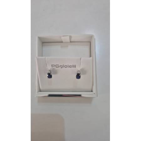 ORECCHINI PG GIOIELLI ZAFFIRI Forma Ovale Con DIAMANTI Oro Bianco 18 Karati 750%