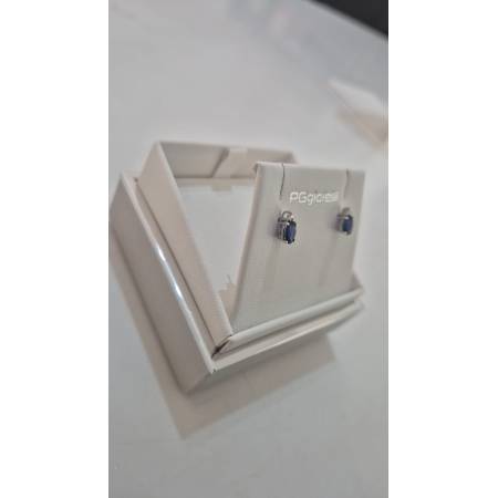 ORECCHINI PG GIOIELLI ZAFFIRI Forma Ovale Con DIAMANTI Oro Bianco 18 Karati 750%