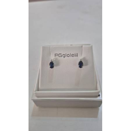 ORECCHINI PG GIOIELLI ZAFFIRI Forma Ovale Con DIAMANTI Oro Bianco 18 Karati 750%