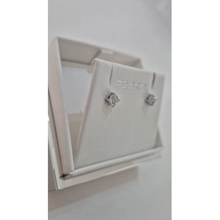 ORECCHINI Donna PG GIOIELLI Con DIAMANTI Punto Luce In ORO BIANCO 18 Karati 750%