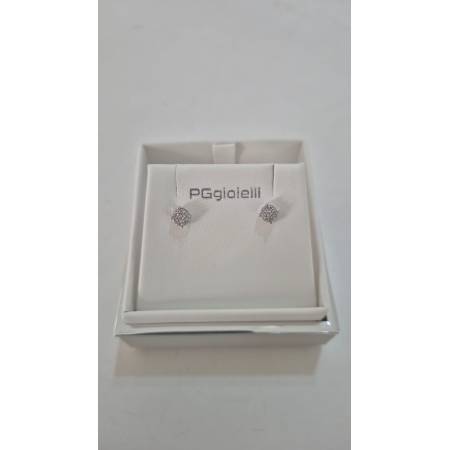 ORECCHINI Donna PG GIOIELLI Con DIAMANTI Punto Luce In ORO BIANCO 18 Karati 750%