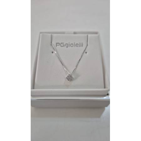 COLLANA PUNTO LUCE Con DIAMANTI Bianco In Oro Bianco 18 Karati 750% PG GIOIELLI
