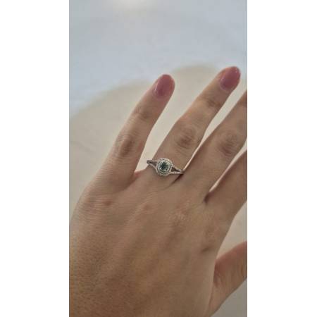 ANELLO Con SMERALDO E DIAMANTI ORO BIANCO 18 KARATI 750% PG Gioielli Solitario