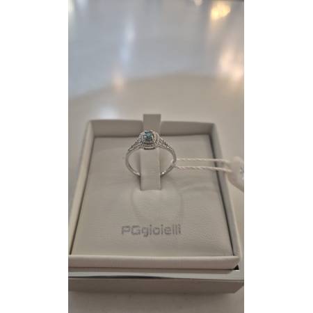 ANELLO Con SMERALDO E DIAMANTI ORO BIANCO 18 KARATI 750% PG Gioielli Solitario