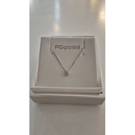 COLLANA PUNTO LUCE Con DIAMANTI Bianco In Oro Bianco 18 Karati 750% PG GIOIELLI