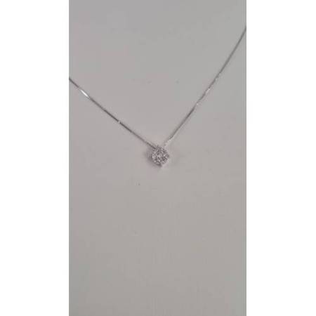 COLLANA PUNTO LUCE Con DIAMANTI Bianco In Oro Bianco 18 Karati 750% PG GIOIELLI