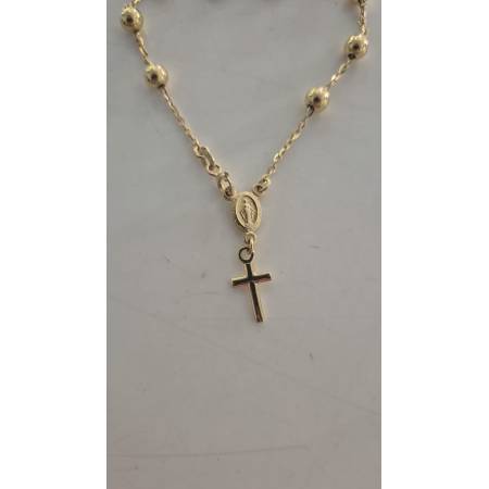 BRACCIALE ROSARIO In ORO GIALLO 18 Kt 750% SFERE Lucide Madonna Miracolosa Croce