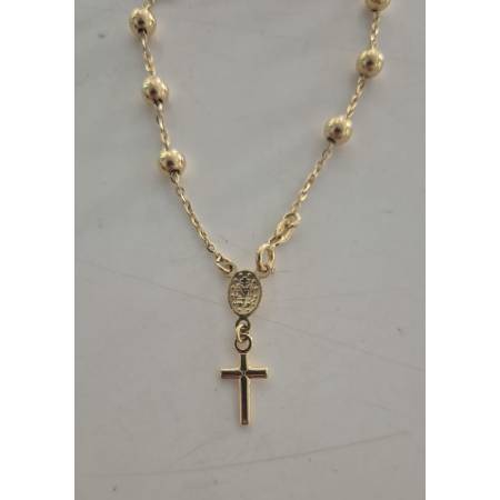 BRACCIALE ROSARIO In ORO GIALLO 18 Kt 750% SFERE Lucide Madonna Miracolosa Croce