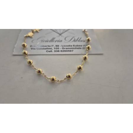 BRACCIALE ROSARIO In ORO GIALLO 18 Kt 750% SFERE Lucide Madonna Miracolosa Croce