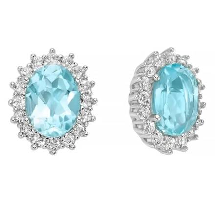 ORECCHINI MILUNA Gemma Del Cielo Ovale E TOPAZI BIANCHI Argento 925% ERD3121