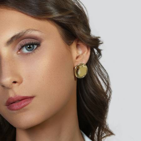 ORECCHINI UNOAERRE Da Donna LUX Dorati Tondi Piatti Bronzo Placcato In Oro