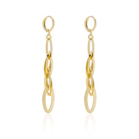 ORECCHINI UNOAERRE Da Donna PENDENTI LUNGHI Catena Navette In Bronzo Oro DORATI