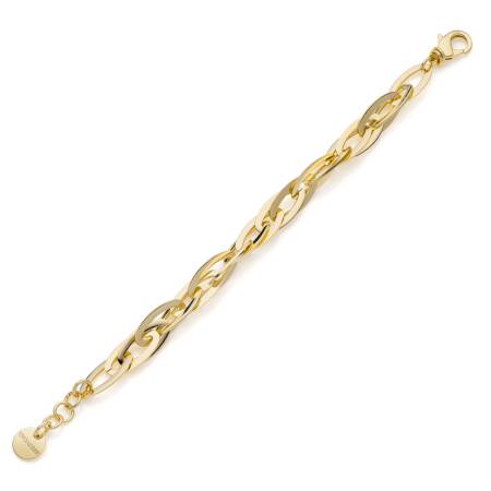 BRACCIALE UNOAERRE Donna CATENA NAVETTE Bronzo Dorato Placcato In Oro 24 Karati