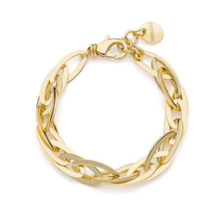 BRACCIALE UNOAERRE Donna CATENA NAVETTE Bronzo Dorato Placcato In Oro 24 Karati