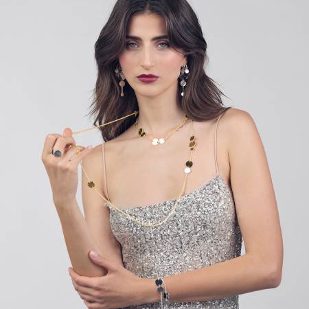 COLLANA UNOAERRE Donna Catena LUNGA DORATA Placcato In Oro Giallo 24 KT BRONZO