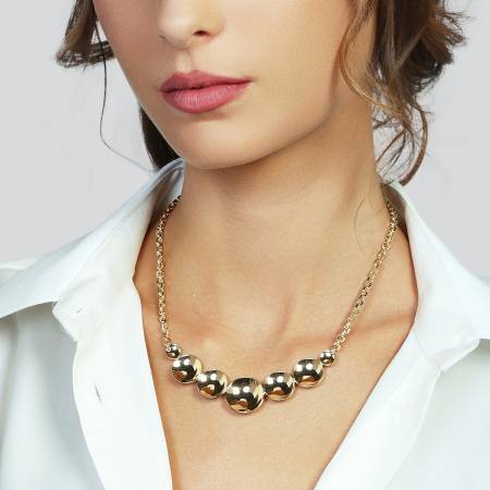 COLLANA UNOAERRE Donna DORATA LUX Lucida Placcato In Oro Giallo 24 Karati BRONZO