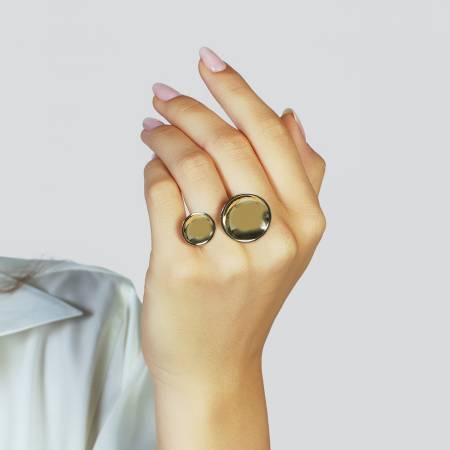 ANELLO UNOAERRE Da Donna In BRONZO Dorato LUX Lucido Placcato Oro 24 Karati