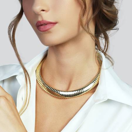 COLLANA UNOAERRE Da Donna CATENA MAXI Dorata Tubogas Placcato In Oro BRONZO