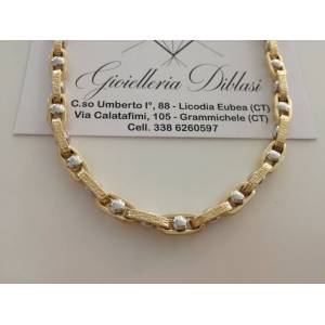 COLLANA COLLIER ORO 18 KT 750% Bicolor GIALLO BIANCO Uomo Donna CATENA Girocollo - 1