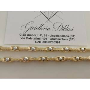 COLLANA COLLIER ORO 18 KT 750% Bicolor GIALLO BIANCO Uomo Donna CATENA Girocollo - 1 2