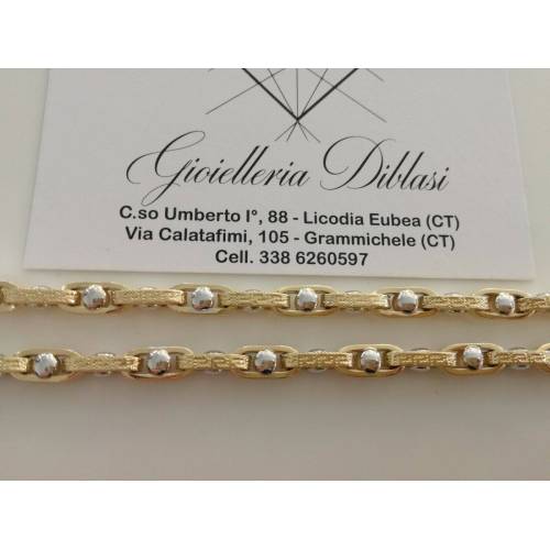 COLLANA COLLIER ORO 18 KT 750% Bicolor GIALLO BIANCO Uomo Donna CATENA Girocollo - 2