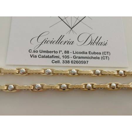 COLLANA COLLIER ORO 18 KT 750% Bicolor GIALLO BIANCO Uomo Donna CATENA Girocollo - 2