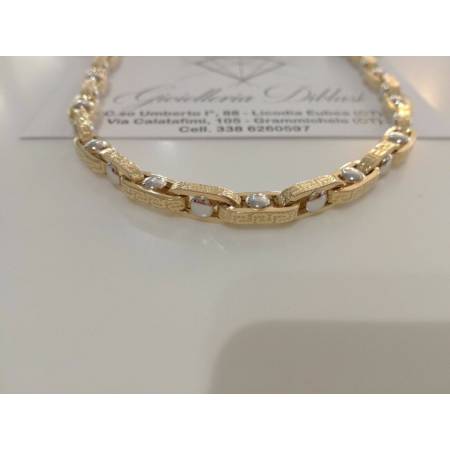 COLLANA COLLIER ORO 18 KT 750% Bicolor GIALLO BIANCO Uomo Donna CATENA Girocollo - 3