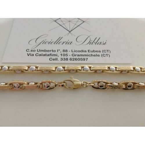 COLLANA COLLIER ORO 18 KT 750% Bicolor GIALLO BIANCO Uomo Donna CATENA Girocollo - 4