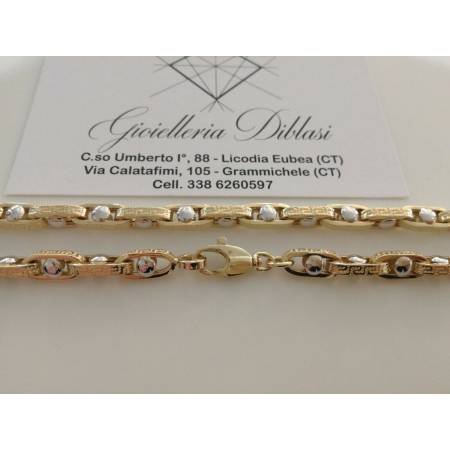 COLLANA COLLIER ORO 18 KT 750% Bicolor GIALLO BIANCO Uomo Donna CATENA Girocollo - 4