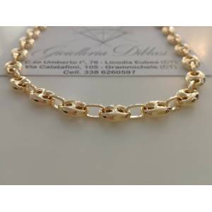 COLLANA Uomo In ORO GIALLO 18 Karati 750% Collier Catena MARINARA Girocollo - 1 2
