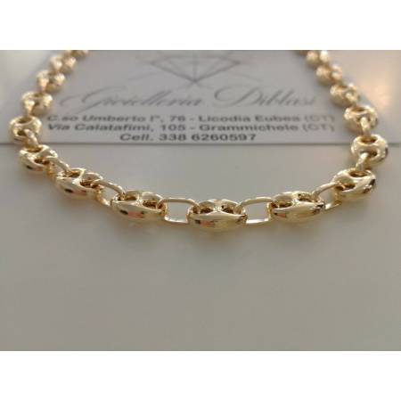 COLLANA Uomo In ORO GIALLO 18 Karati 750% Collier Catena MARINARA Girocollo - 2