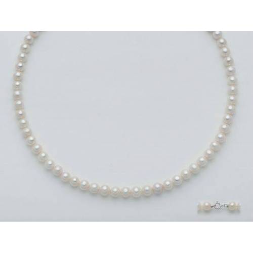 COLLANA DI PERLE MILUNA 5,5-6 Con Chiusura In ORO BIANCO 18 KT PCL4902 - 1