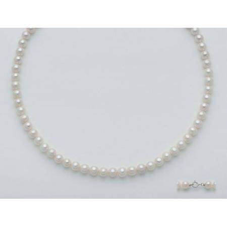 COLLANA DI PERLE MILUNA 5,5-6 Con Chiusura In ORO BIANCO 18 KT PCL4902 - 1
