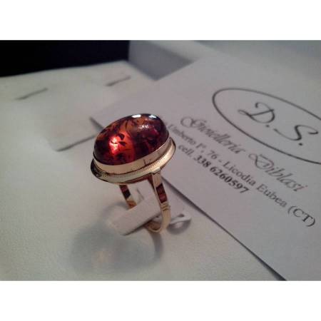 ANELLO IN ORO GIALLO E AMBRA - 1