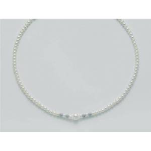 COLLANA DI PERLE MILUNA Con 4 SFERE Diamantate E PERLA CENTRALE Chiusura ORO BIANCO 18 KT PCL3080 - 1