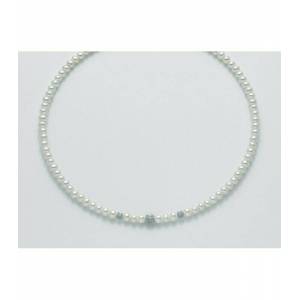 COLLANA DI PERLE MILUNA Con 3 SFERE Diamantate Con Chiusura ORO BIANCO 18 KT PCL5302 - 1