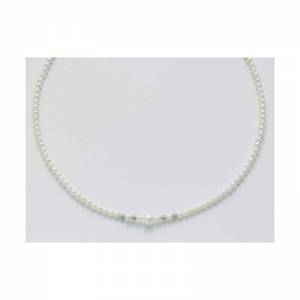 COLLANA DI PERLE MILUNA Con 4 SFERE Diamantate PERLA CENTRALE E Chiusura ORO BIANCO 9 KT PCL3995X - 1