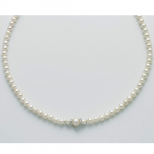 COLLANA DI PERLE MILUNA E DIAMANTE Con Chiusura ORO BIANCO 18 KT PCL5742 - 1