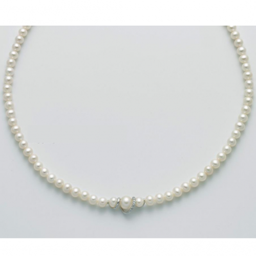 COLLANA DI PERLE MILUNA E DIAMANTE Con Chiusura ORO BIANCO 18 KT PCL5742 - 1