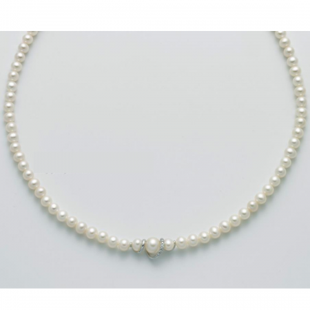 COLLANA DI PERLE MILUNA E DIAMANTE Con Chiusura ORO BIANCO 18 KT PCL5742 - 1