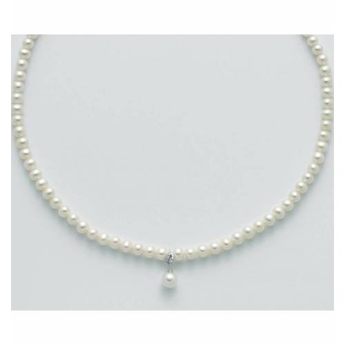 COLLANA DI PERLE MILUNA E DIAMANTI Con Chiusura ORO BIANCO 18 KT PCL5527 - 1
