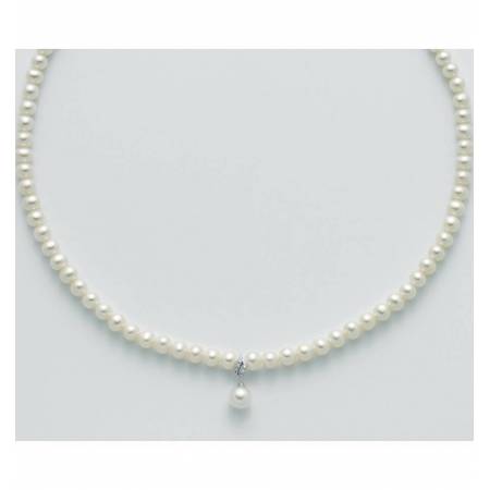 COLLANA DI PERLE MILUNA E DIAMANTI Con Chiusura ORO BIANCO 18 KT PCL5527 - 1