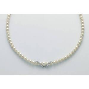 COLLANA DI PERLE MILUNA E DIAMANTI Con Chiusura ORO BIANCO 18 KT PCL5531 - 1